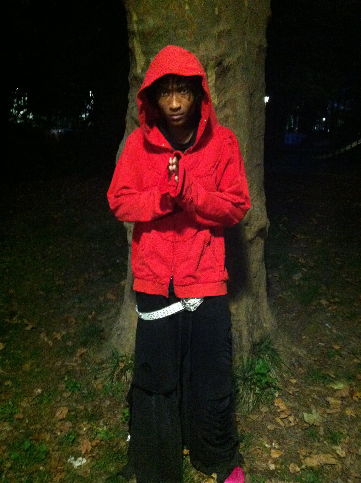 "pain" red fur hoodie